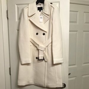 NWT !!! Banana Republic White Wool Peacoat